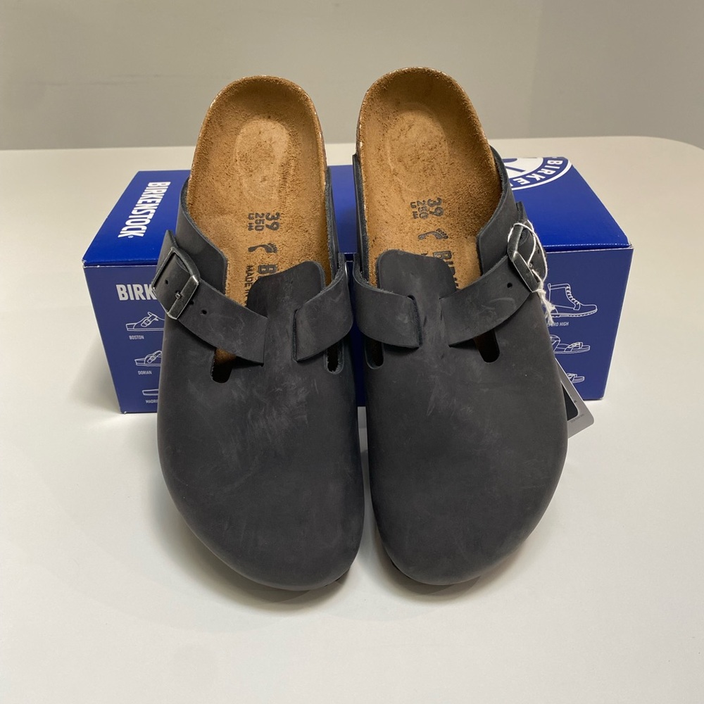 Birkenstock Boston Clog Oiled Leather Black sz 39EU/8US New in Box (narrow fit) - Picture 5 of 7